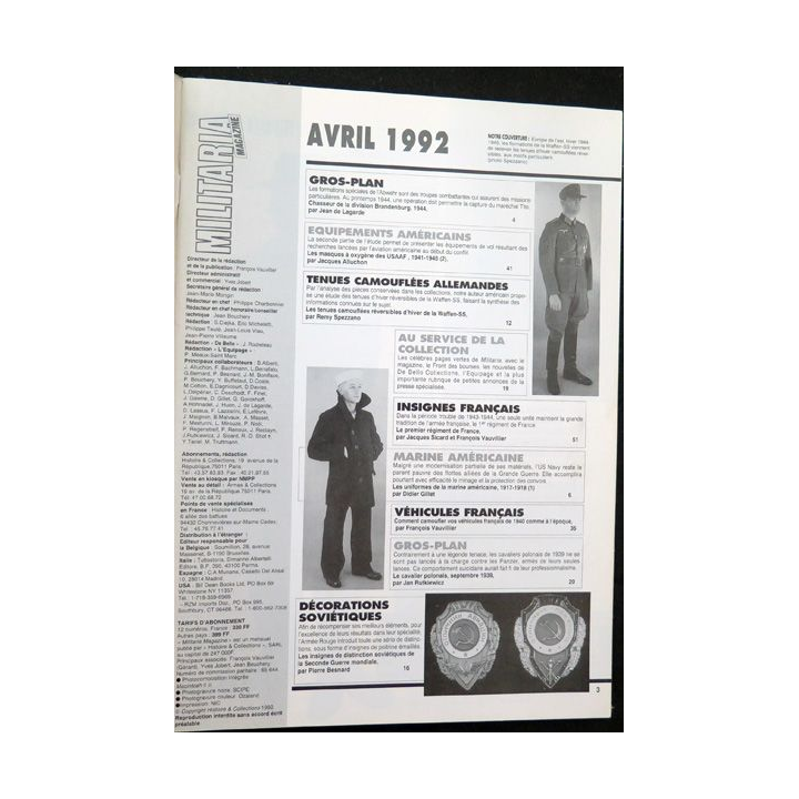 ARMES MILITARIA Magazine n° 81 de avril 1992 sur le 1° régiment de France