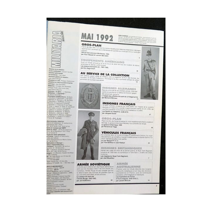 ARMES MILITARIA Magazine n° 82 de mai 1992 sur le FT 17