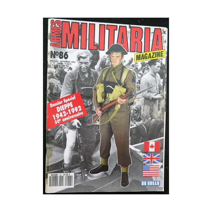 ARMES MILITARIA Magazine n° 86 de septembre 1992 sur Dieppe 1942