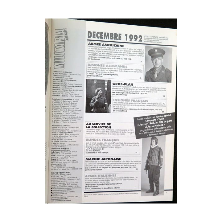 ARMES MILITARIA Magazine n° 89 décembre1992 sur les insignes des DLM