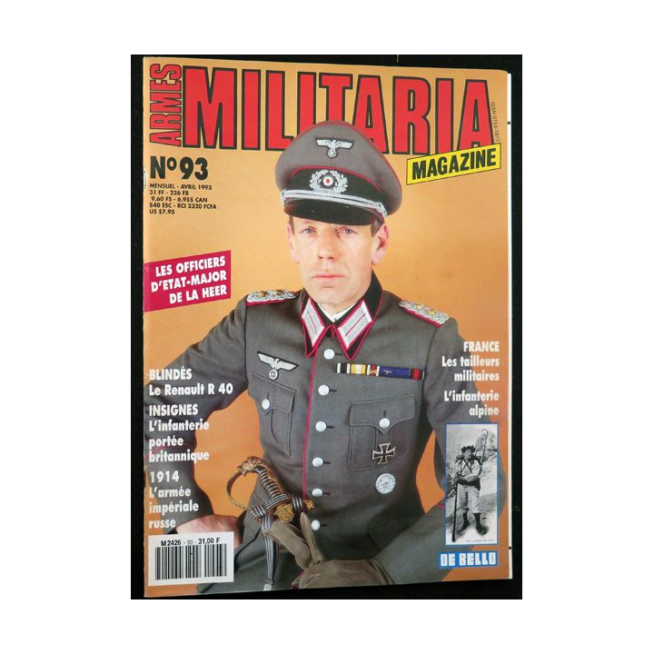 ARMES MILITARIA Magazine n° 93 de avril 1993 sur le Renault R 40