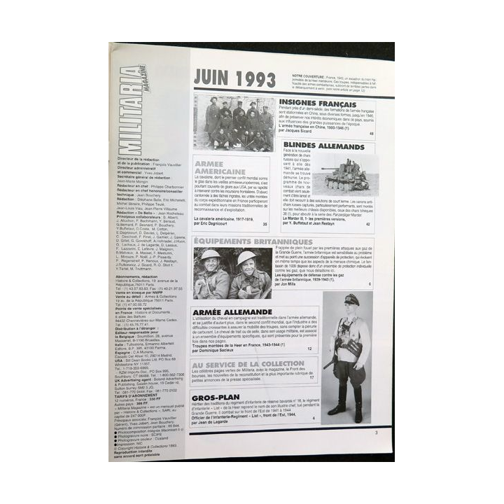 ARMES MILITARIA Magazine n° 95 insignes de l'armée française en Chine