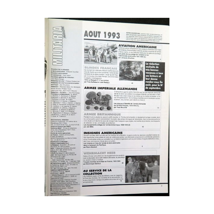 ARMES MILITARIA Magazine n° 97 de août 1993 sur le FT 17