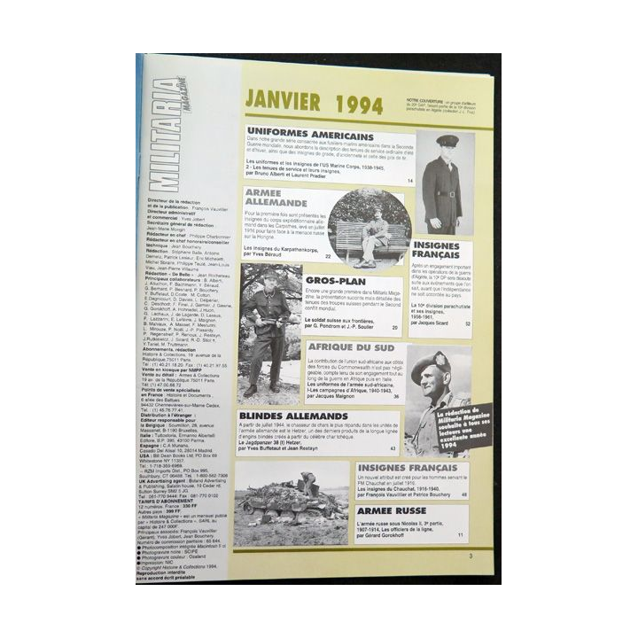 ARMES MILITARIA Magazine n° 102 de janvier 1994  insignes de la 10° DP