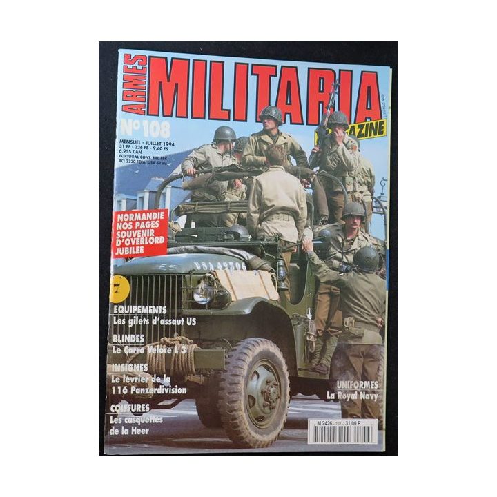 ARMES MILITARIA Magazine n° 108 de juillet 1994 sur le Carro veloce L3