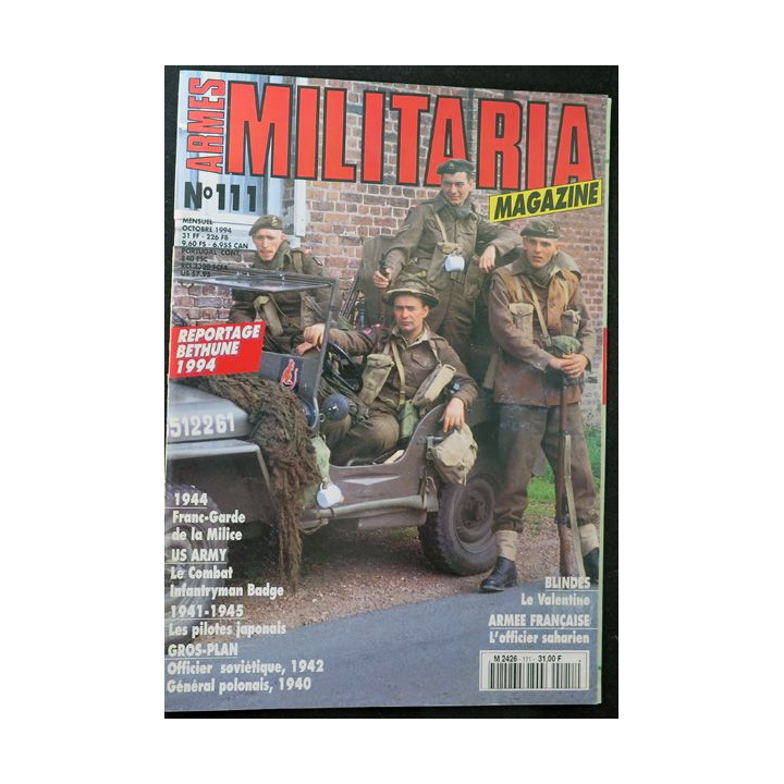 ARMES MILITARIA Magazine n° 111 de octobre 1994 l'officier saharien
