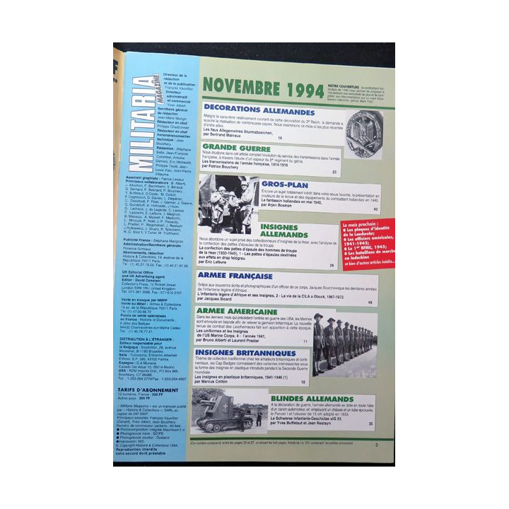 ARMES MILITARIA Magazine n° 112 de novembre 1994 sur le 8° génie 1918