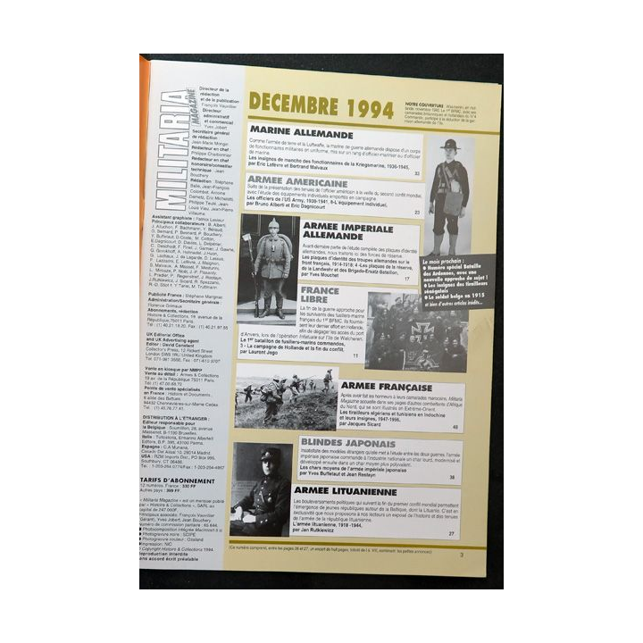 ARMES MILITARIA Magazine n° 113 de décembre 1994 sur les chars moyens japonais
