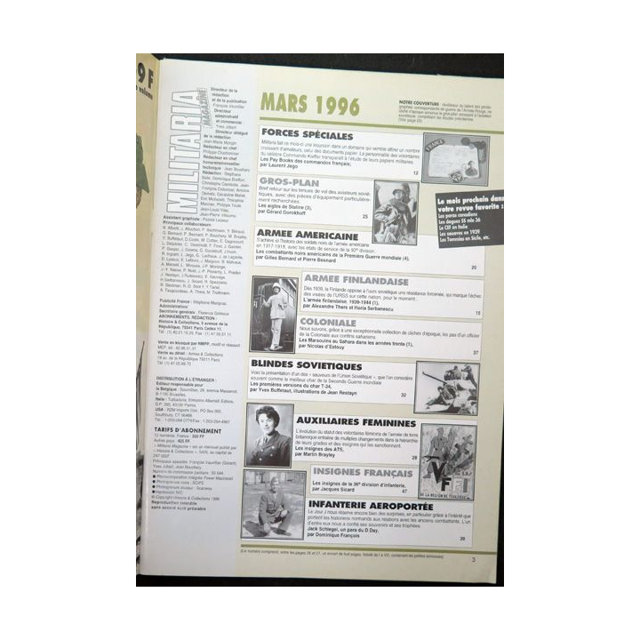ARMES MILITARIA Magazine n° 128 de mars 1996 sur les marsouins au Sahara
