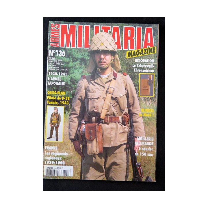 ARMES MILITARIA Magazine n° 136 1996 sur l'armée japonaise 2° GM