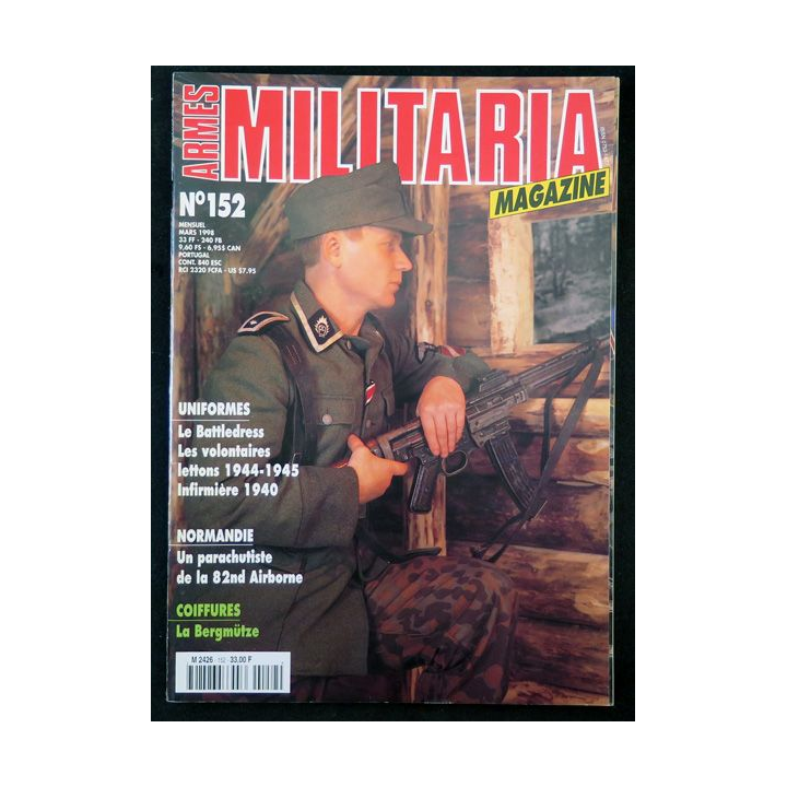 ARMES MILITARIA Magazine n° 152 de mars 1998 sur la Bergmütze