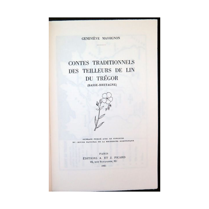 Contes traditionnels des teilleurs de Lin du Trégor de Geneviève Massignon ed. Picard