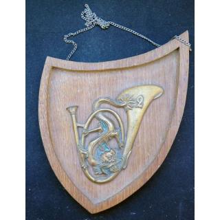2° BCP : plaque en bois avec insigne bronze 2° bataillon de chasseurs