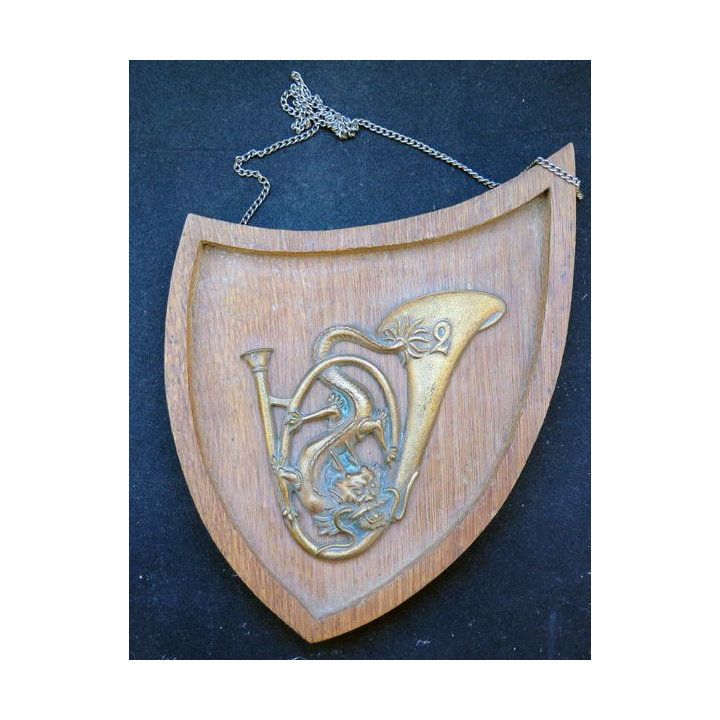 2° BCP : plaque en bois avec insigne bronze 2° bataillon de chasseurs
