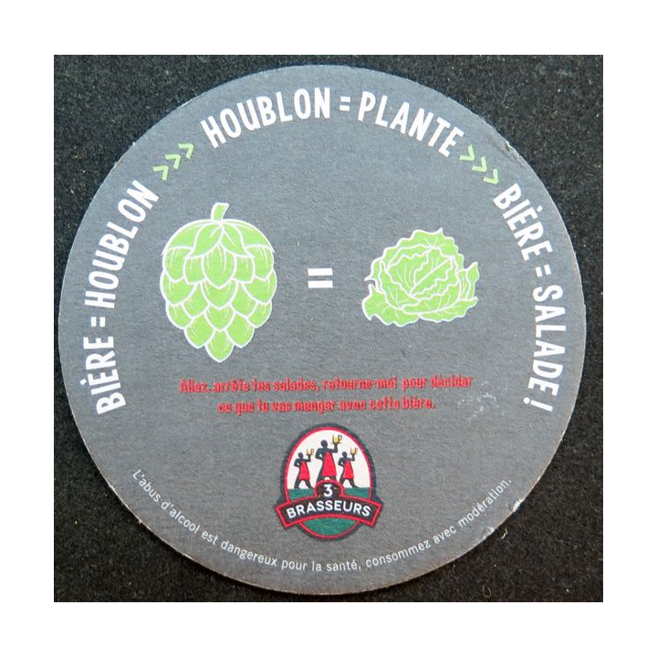 DESSOUS DE VERRE A BIÈRE : 3 brasseurs de largeur 9 cm