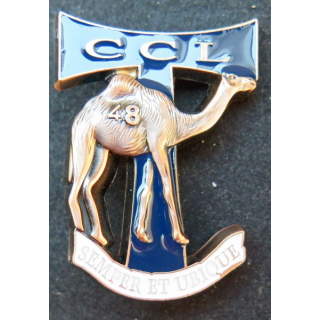 48° RT : insigne de la CCL du 48° régiment de transmissions de fabrication IMC, 1 bleu foncé