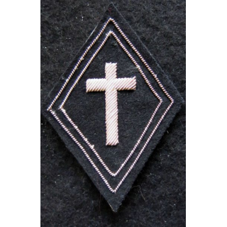 LOSANGE DE BRAS MODÈLE 45 : Ecusson d'aumônier catholique adjoint en cannetille argent période AFN