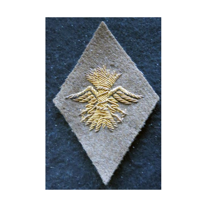 LOSANGE DE BRAS MODÈLE 45 : Ecusson d'ingénieur militaire 1° modèle avant 1958 en cannetille or