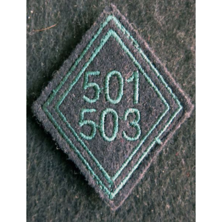LOSANGE DE BRAS MODÈLE 45 : Ecusson troupe 501-503° régiment de chars de combat
