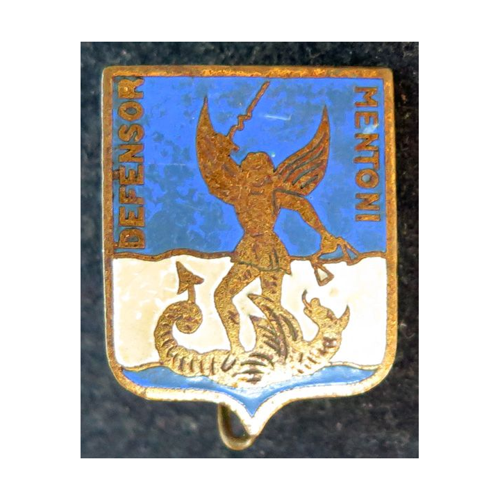 MENTON : insigne de la ville de Menton Defensor Mentoni en émail