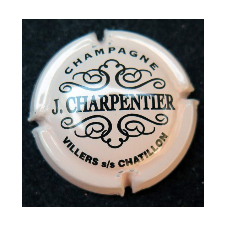 Capsule Muselet de champagne J. Charpentier J. n° 9 Rose pâle et noir