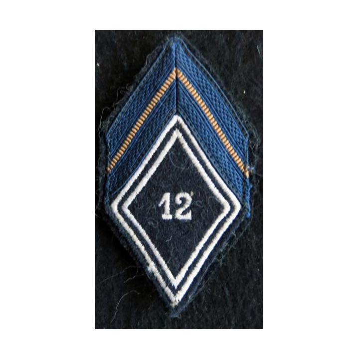 LOSANGE DE BRAS MODÈLE 45 : Ecusson de brigadier du 12° régiment de dragons AFN