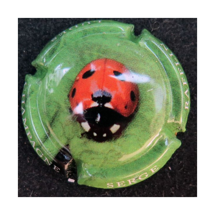 Capsule Muselet  champagne Rafflin Serge n° 15 coccinelle fond vert