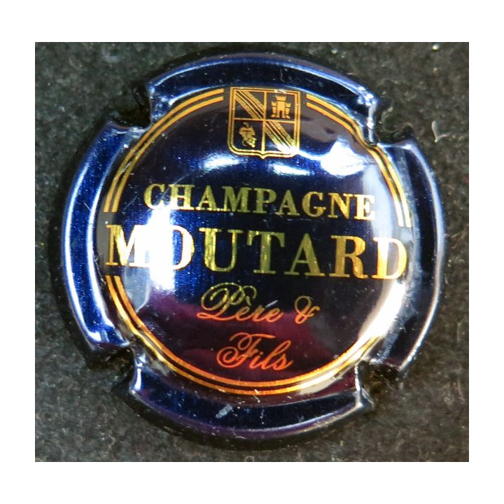 Capsule Muselet de Champagne Moutard n° 13i bleu-noir et or cuivré