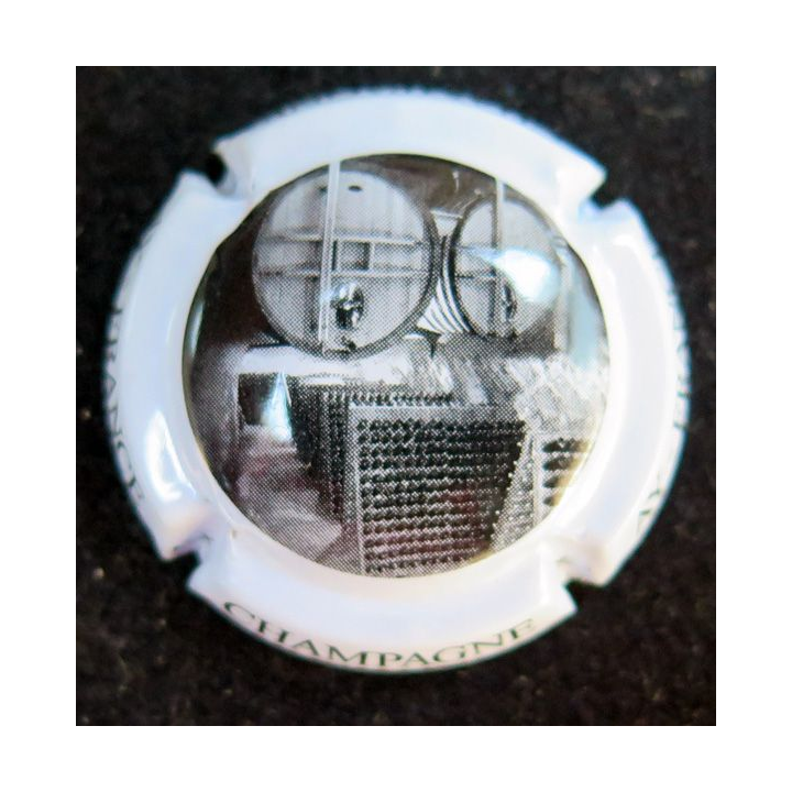Capsule Muselet de bouteille de champagne Ay n° 11 blanc et noir