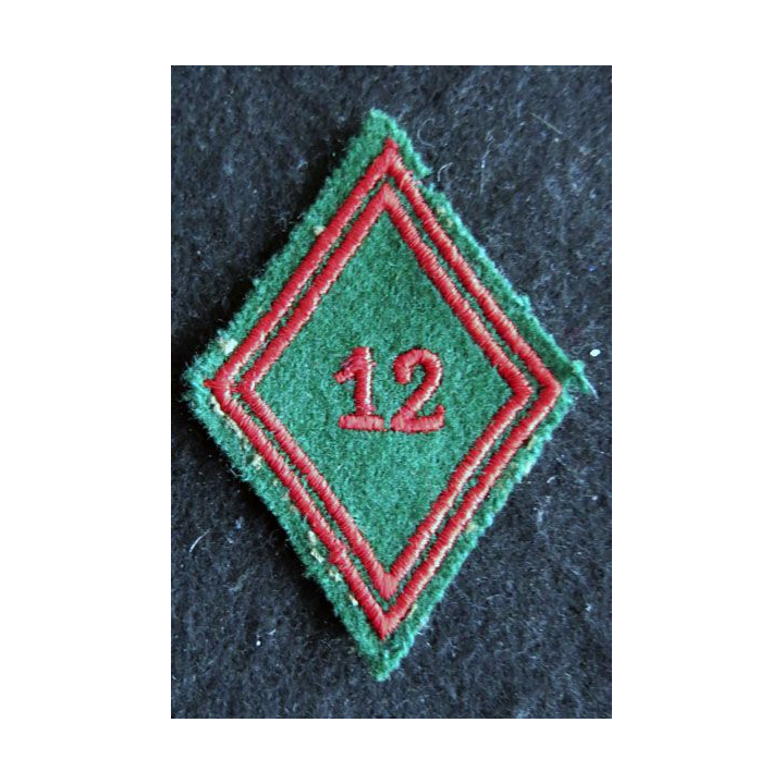 LOSANGE DE BRAS MODÈLE 45 : Écusson troupe de la 12° compagnie régionale du Train  (12° CRT)  Tunisie 1954