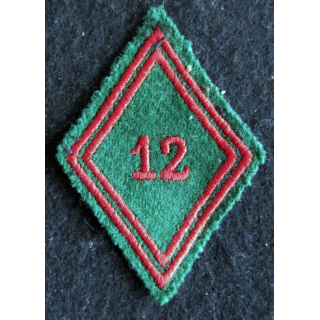 LOSANGE DE BRAS MODÈLE 45 : Écusson troupe de la 12° compagnie régionale du Train  (12° CRT)  Tunisie 1954
