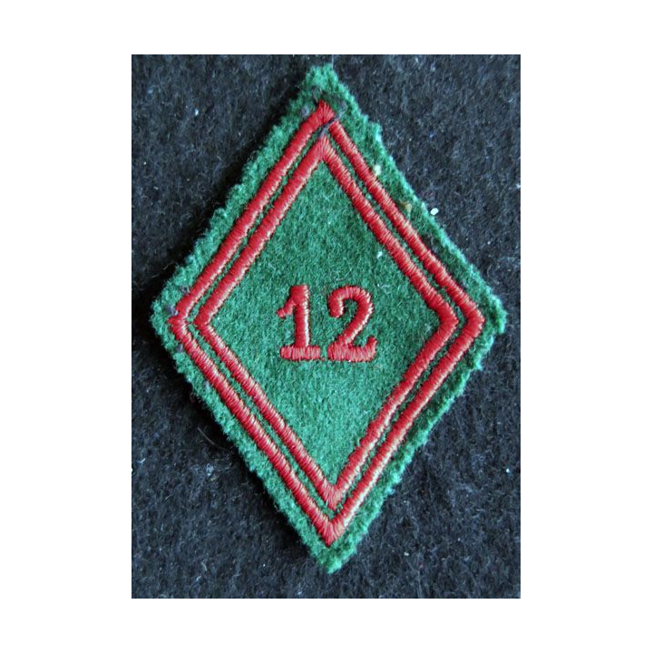 LOSANGE DE BRAS MODÈLE 45 : Écusson troupe de la 12° compagnie régionale du Train  (12° CRT)  Tunisie 1954