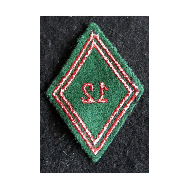 LOSANGE DE BRAS MODÈLE 45 : Écusson troupe de la 12° compagnie régionale du Train  (12° CRT)  Tunisie 1954