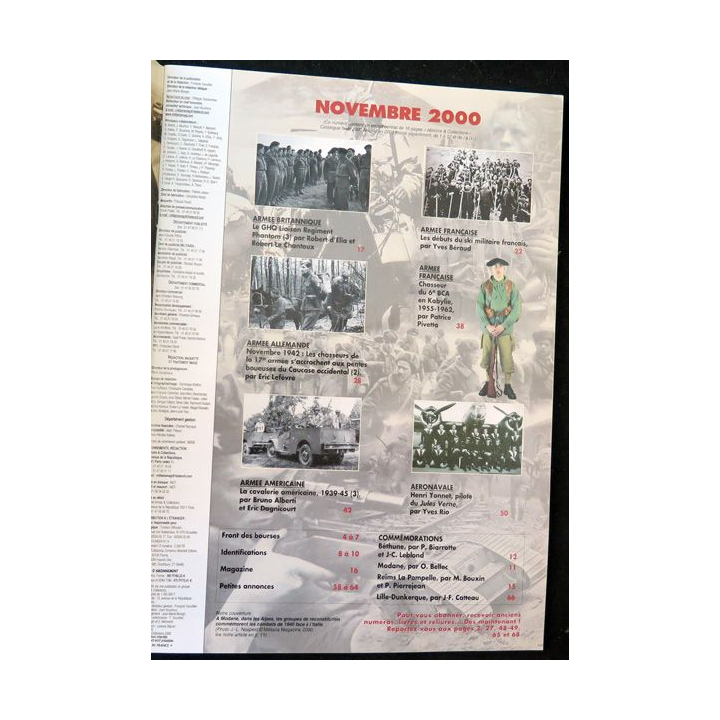 ARMES MILITARIA Magazine n° 184 de novembre 2000 sur le 6° BCA Algérie