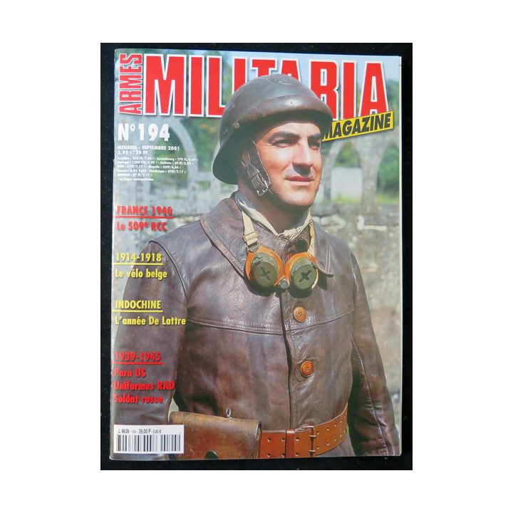 ARMES MILITARIA Magazine n° 194 de septembre 2001 sur l'Indochine