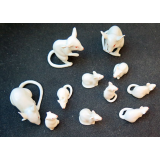 Lot de souris en céramique 3 grandes et 8 petites (quelques petits éclats)