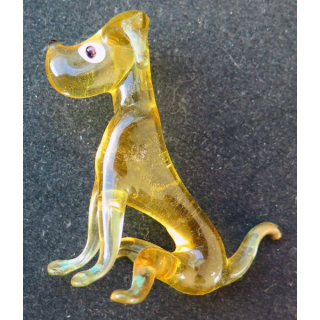 chien en verre (1 patte cassée) (6,5 x 6,2 cm)