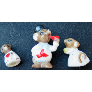 Trois petites souris en céramique hauteur 4,7 cm max