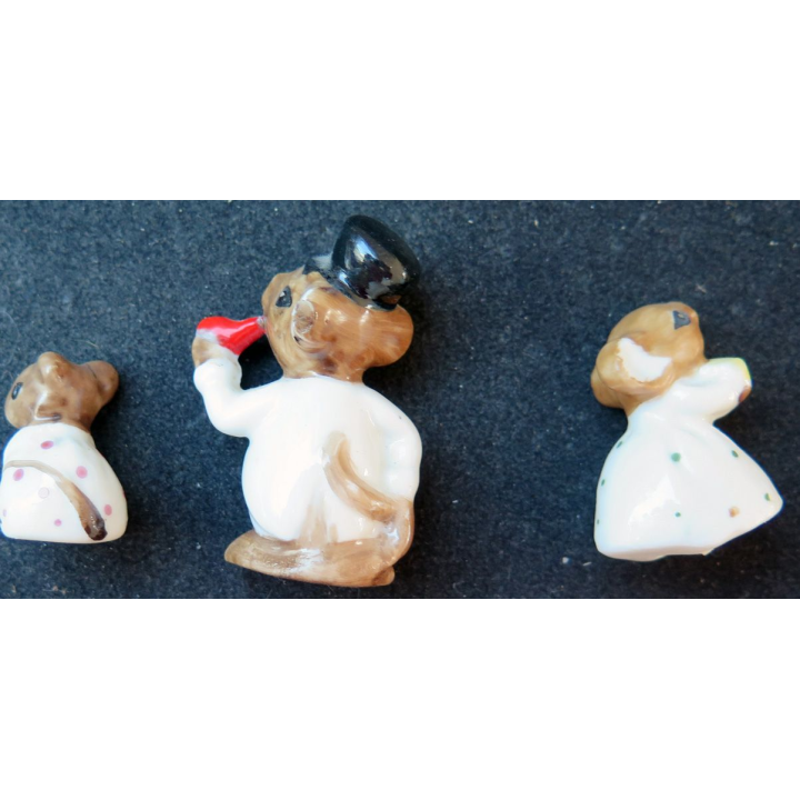 Trois petites souris en céramique hauteur 4,7 cm max
