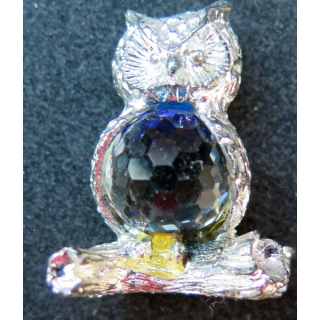 chouette en métal et verre biseauté (3 x 2,7 cm)