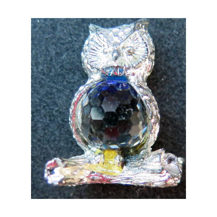 chouette en métal et verre biseauté (3 x 2,7 cm)