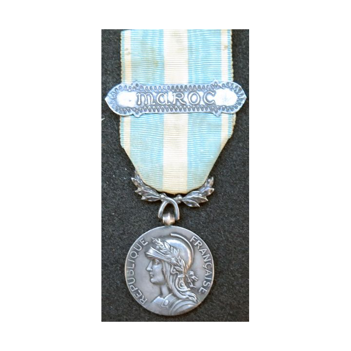 FRANCE : médaille coloniale agrafe Maroc en argent