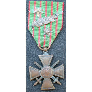 Croix de guerre 1914-1918 avec trois citations 1 palme et 2 étoiles