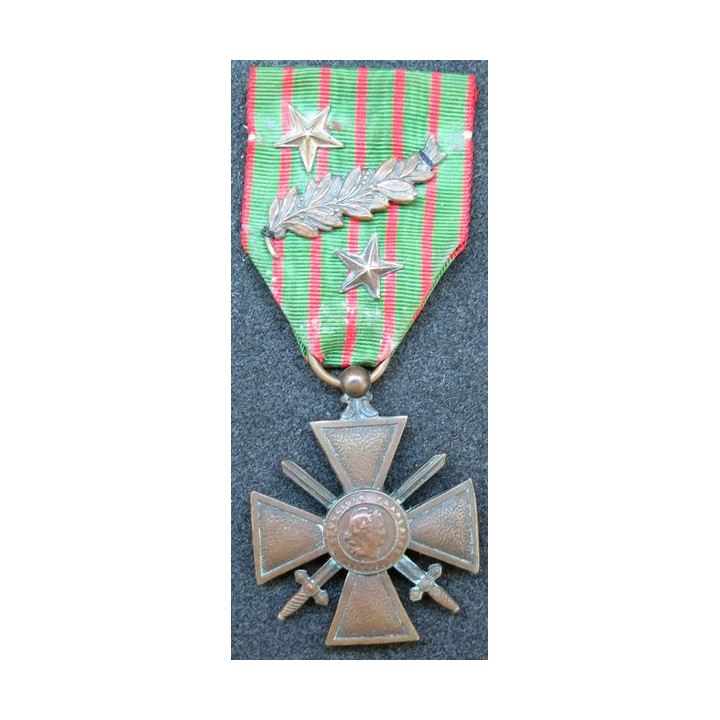 Croix de guerre 1914-1918 avec trois citations 1 palme et 2 étoiles