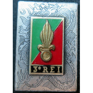 3° REI : 3° régiment étranger d'infanterie plaque argentée de fabrication Drago R 75