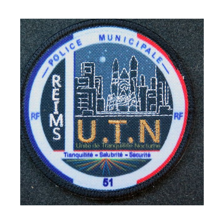 Insigne tissu de la police municipale de Reims UTN sur scratch