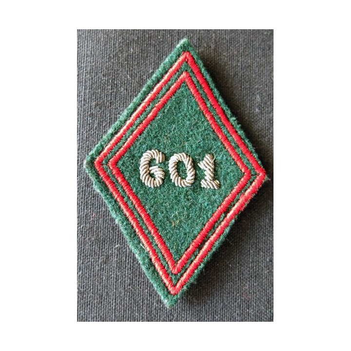 LOSANGE DE BRAS MODÈLE 45 : modèle officier du 601° régiment de circulation routière en cannetille