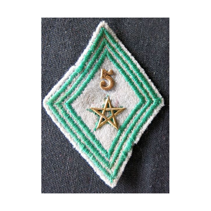LOSANGE DE BRAS MODÈLE 45 : modèle sous officiers du 5° régiment de tirailleurs marocains 1950 INDO