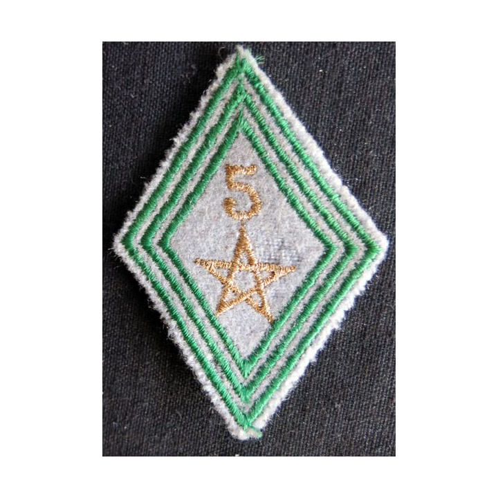 LOSANGE DE BRAS MODÈLE 45 : modèle sous officiers du 5° régiment de tirailleurs marocains AFN