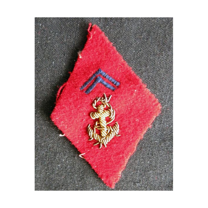 LOSANGE DE BRAS MODÈLE 45 : Ecusson modèle précoce pour officiers de l'artillerie de marine en cannetille